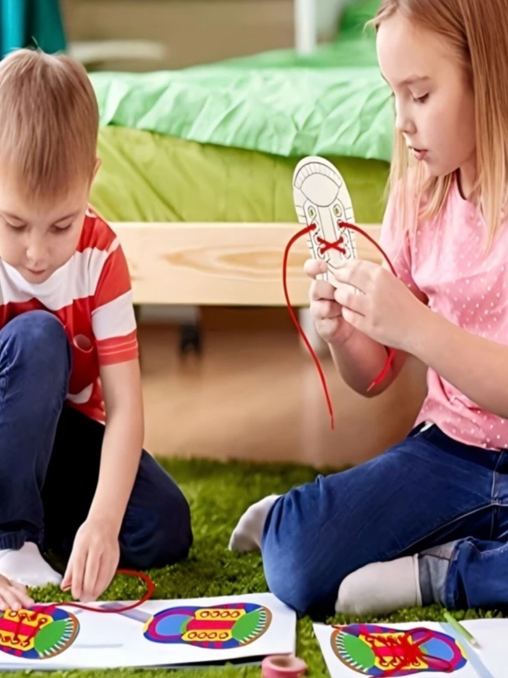 Kids Multicolor Lace-Up Learning Shoe - Picture 5 of 5